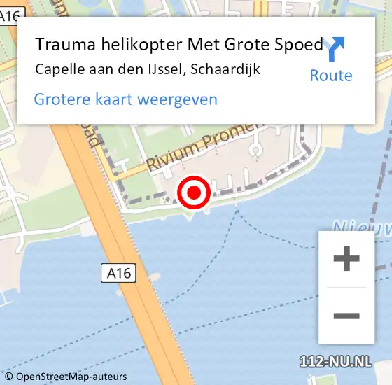 Locatie op kaart van de 112 melding: Trauma helikopter Met Grote Spoed Naar Capelle aan den IJssel, Schaardijk op 18 oktober 2023 22:54