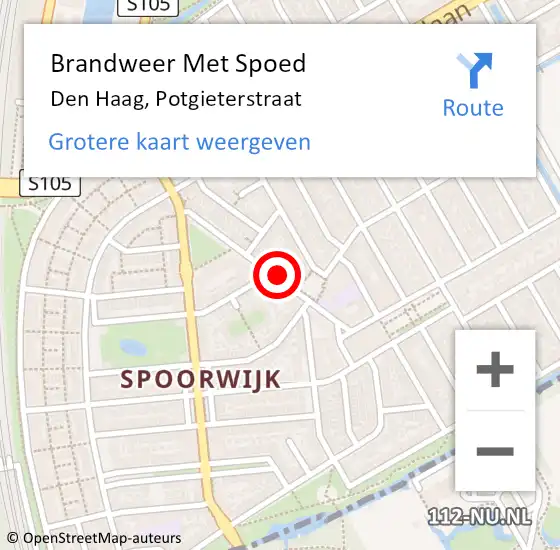 Locatie op kaart van de 112 melding: Brandweer Met Spoed Naar Den Haag, Potgieterstraat op 18 oktober 2023 23:48