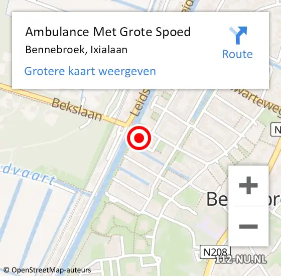 Locatie op kaart van de 112 melding: Ambulance Met Grote Spoed Naar Bennebroek, Ixialaan op 19 oktober 2023 00:13