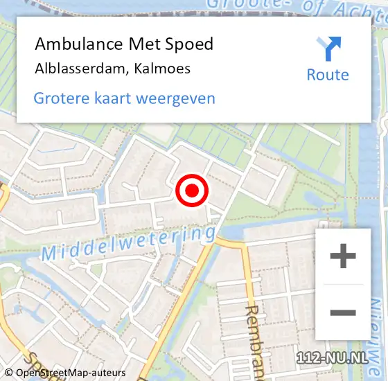 Locatie op kaart van de 112 melding: Ambulance Met Spoed Naar Alblasserdam, Kalmoes op 19 oktober 2023 02:43