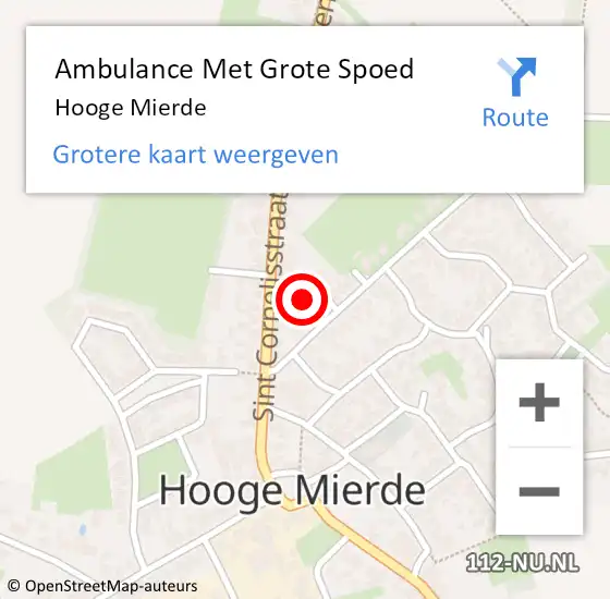 Locatie op kaart van de 112 melding: Ambulance Met Grote Spoed Naar Hooge Mierde op 19 oktober 2023 03:00