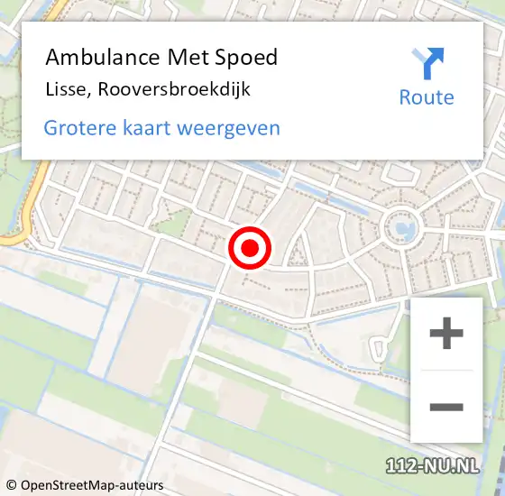 Locatie op kaart van de 112 melding: Ambulance Met Spoed Naar Lisse, Rooversbroekdijk op 19 oktober 2023 03:10