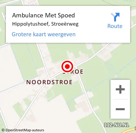 Locatie op kaart van de 112 melding: Ambulance Met Spoed Naar Hippolytushoef, Stroeërweg op 19 oktober 2023 03:41