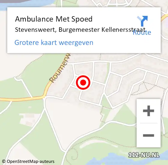 Locatie op kaart van de 112 melding: Ambulance Met Spoed Naar Stevensweert, Burgemeester Kellenersstraat op 19 oktober 2023 05:02