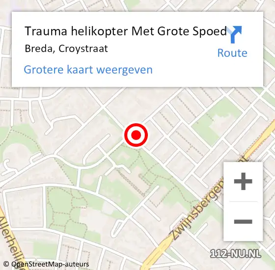 Locatie op kaart van de 112 melding: Trauma helikopter Met Grote Spoed Naar Breda, Croystraat op 19 oktober 2023 05:11