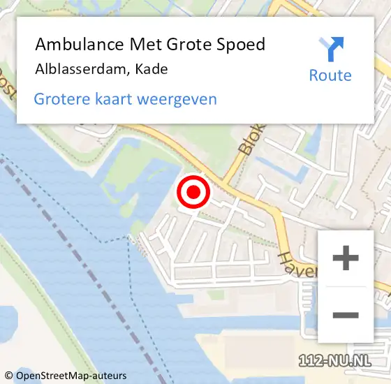 Locatie op kaart van de 112 melding: Ambulance Met Grote Spoed Naar Alblasserdam, Kade op 19 oktober 2023 05:14