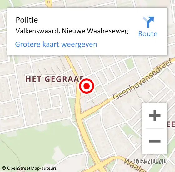 Locatie op kaart van de 112 melding: Politie Valkenswaard, Nieuwe Waalreseweg op 19 oktober 2023 06:12