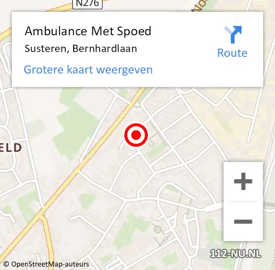 Locatie op kaart van de 112 melding: Ambulance Met Spoed Naar Susteren, Bernhardlaan op 19 oktober 2023 07:04