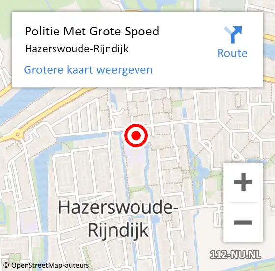 Locatie op kaart van de 112 melding: Politie Met Grote Spoed Naar Hazerswoude-Rijndijk op 19 oktober 2023 07:14