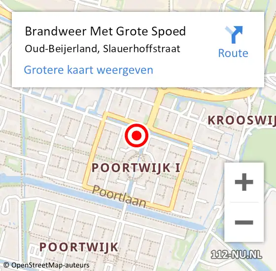 Locatie op kaart van de 112 melding: Brandweer Met Grote Spoed Naar Oud-Beijerland, Slauerhoffstraat op 19 oktober 2023 07:50