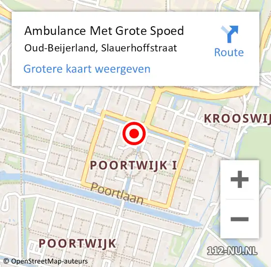 Locatie op kaart van de 112 melding: Ambulance Met Grote Spoed Naar Oud-Beijerland, Slauerhoffstraat op 19 oktober 2023 07:50