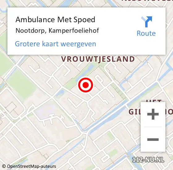 Locatie op kaart van de 112 melding: Ambulance Met Spoed Naar Nootdorp, Kamperfoeliehof op 19 oktober 2023 07:57