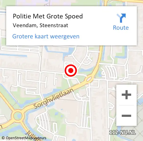 Locatie op kaart van de 112 melding: Politie Met Grote Spoed Naar Veendam, Steenstraat op 19 oktober 2023 07:59