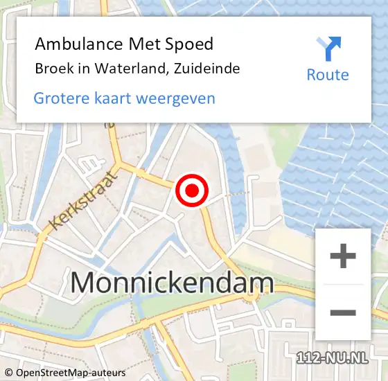 Locatie op kaart van de 112 melding: Ambulance Met Spoed Naar Broek in Waterland, Zuideinde op 19 oktober 2023 08:18