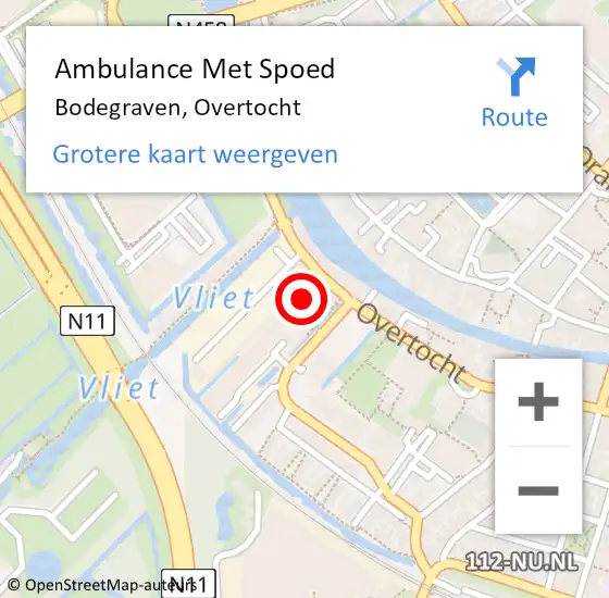 Locatie op kaart van de 112 melding: Ambulance Met Spoed Naar Bodegraven, Overtocht op 19 oktober 2023 08:27