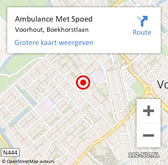 Locatie op kaart van de 112 melding: Ambulance Met Spoed Naar Voorhout, Boekhorstlaan op 19 oktober 2023 09:07