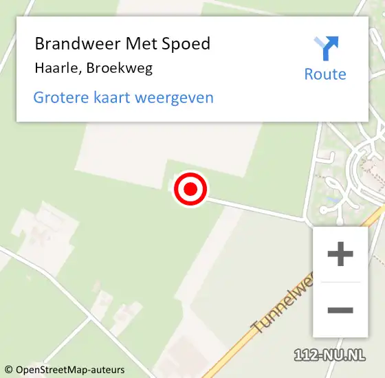 Locatie op kaart van de 112 melding: Brandweer Met Spoed Naar Haarle, Broekweg op 19 oktober 2023 09:18