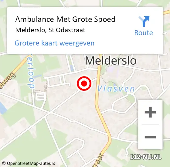 Locatie op kaart van de 112 melding: Ambulance Met Grote Spoed Naar Melderslo, St Odastraat op 12 september 2014 07:19