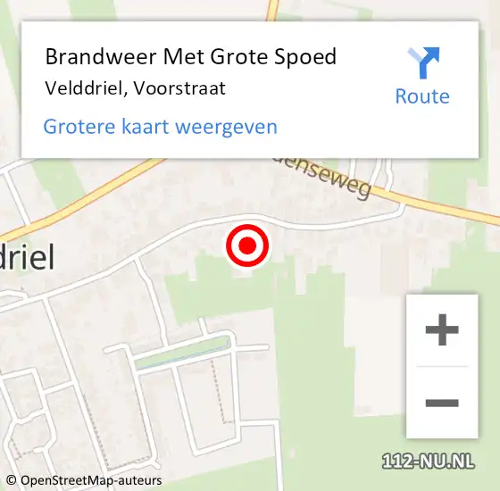 Locatie op kaart van de 112 melding: Brandweer Met Grote Spoed Naar Velddriel, Voorstraat op 19 oktober 2023 10:36