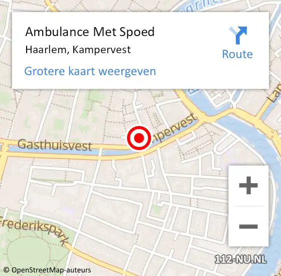 Locatie op kaart van de 112 melding: Ambulance Met Spoed Naar Haarlem, Kampervest op 19 oktober 2023 10:45