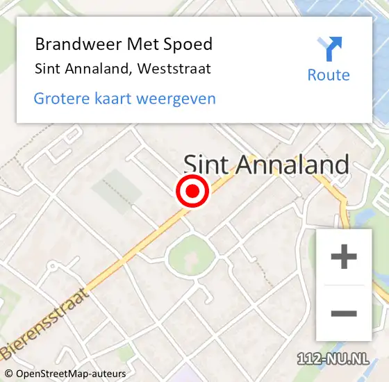 Locatie op kaart van de 112 melding: Brandweer Met Spoed Naar Sint Annaland, Weststraat op 19 oktober 2023 10:55