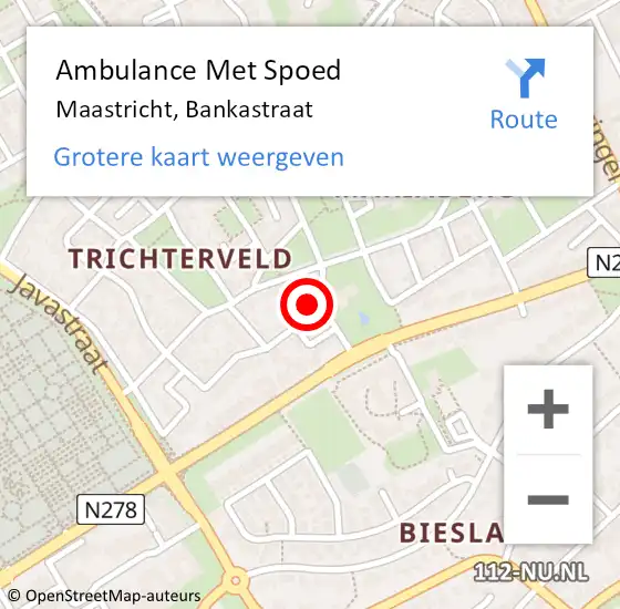 Locatie op kaart van de 112 melding: Ambulance Met Spoed Naar Maastricht, Bankastraat op 12 september 2014 07:38