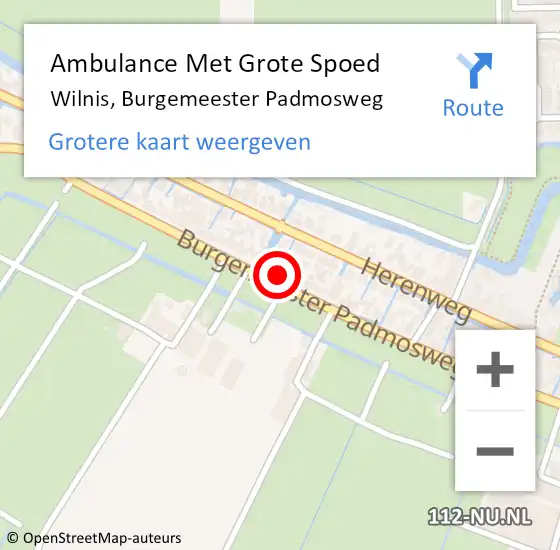 Locatie op kaart van de 112 melding: Ambulance Met Grote Spoed Naar Wilnis, Burgemeester Padmosweg op 19 oktober 2023 11:12