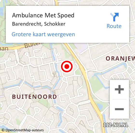 Locatie op kaart van de 112 melding: Ambulance Met Spoed Naar Barendrecht, Schokker op 19 oktober 2023 11:23