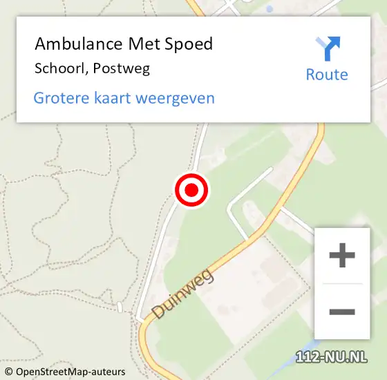 Locatie op kaart van de 112 melding: Ambulance Met Spoed Naar Schoorl, Postweg op 19 oktober 2023 11:26