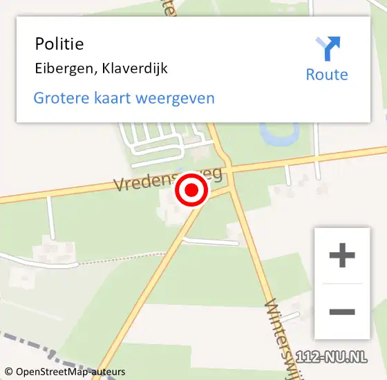 Locatie op kaart van de 112 melding: Politie Eibergen, Klaverdijk op 19 oktober 2023 11:38