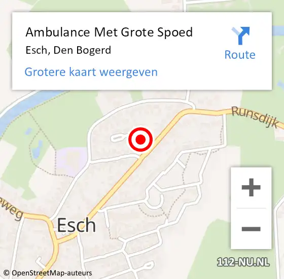 Locatie op kaart van de 112 melding: Ambulance Met Grote Spoed Naar Esch, Den Bogerd op 14 oktober 2013 10:40