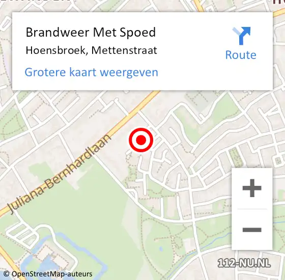 Locatie op kaart van de 112 melding: Brandweer Met Spoed Naar Hoensbroek, Mettenstraat op 19 oktober 2023 11:41