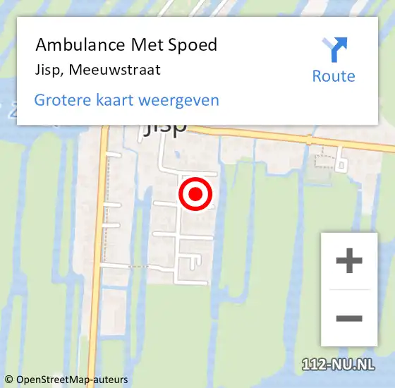 Locatie op kaart van de 112 melding: Ambulance Met Spoed Naar Jisp, Meeuwstraat op 19 oktober 2023 11:45