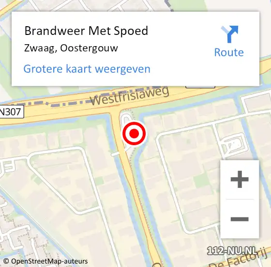 Locatie op kaart van de 112 melding: Brandweer Met Spoed Naar Zwaag, Oostergouw op 19 oktober 2023 11:48