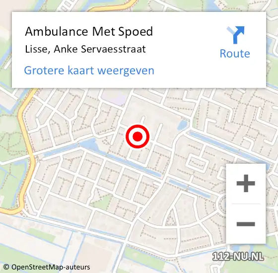 Locatie op kaart van de 112 melding: Ambulance Met Spoed Naar Lisse, Anke Servaesstraat op 12 september 2014 07:50