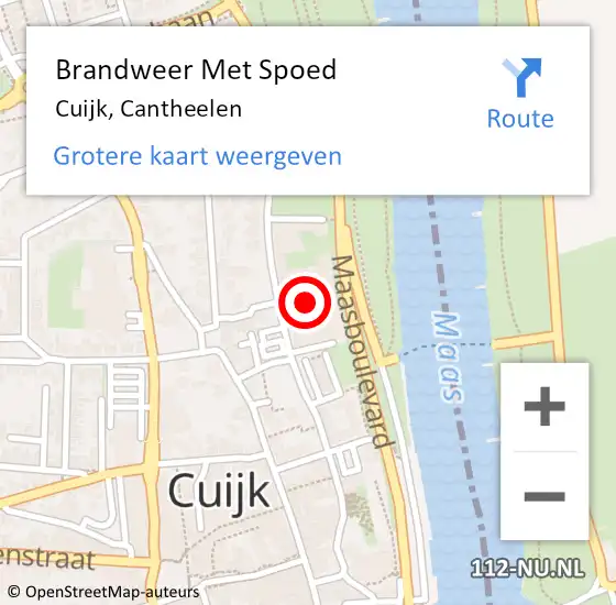 Locatie op kaart van de 112 melding: Brandweer Met Spoed Naar Cuijk, Cantheelen op 19 oktober 2023 12:11