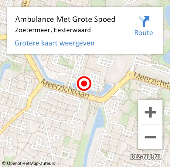 Locatie op kaart van de 112 melding: Ambulance Met Grote Spoed Naar Zoetermeer, Eesterwaard op 19 oktober 2023 12:17