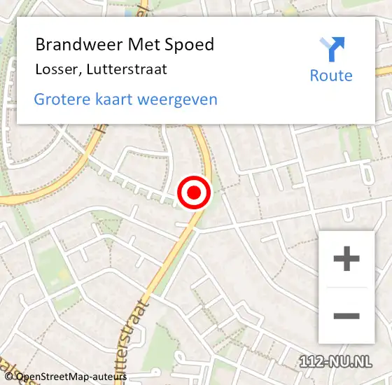 Locatie op kaart van de 112 melding: Brandweer Met Spoed Naar Losser, Lutterstraat op 19 oktober 2023 12:22