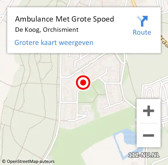 Locatie op kaart van de 112 melding: Ambulance Met Grote Spoed Naar De Koog, Orchismient op 19 oktober 2023 12:31