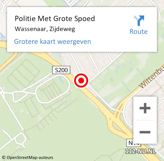 Locatie op kaart van de 112 melding: Politie Met Grote Spoed Naar Wassenaar, Zijdeweg op 19 oktober 2023 12:54