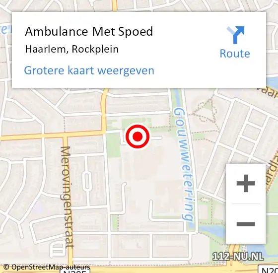 Locatie op kaart van de 112 melding: Ambulance Met Spoed Naar Haarlem, Rockplein op 19 oktober 2023 13:08
