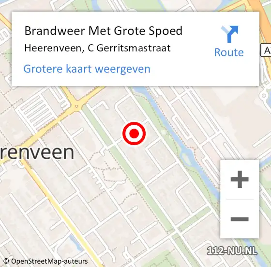 Locatie op kaart van de 112 melding: Brandweer Met Grote Spoed Naar Heerenveen, C Gerritsmastraat op 19 oktober 2023 13:23