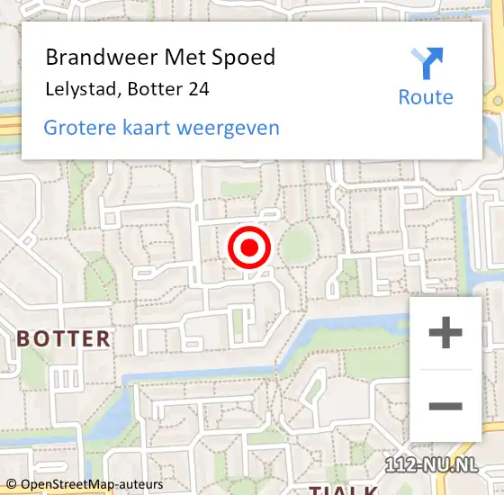 Locatie op kaart van de 112 melding: Brandweer Met Spoed Naar Lelystad, Botter 24 op 19 oktober 2023 13:28