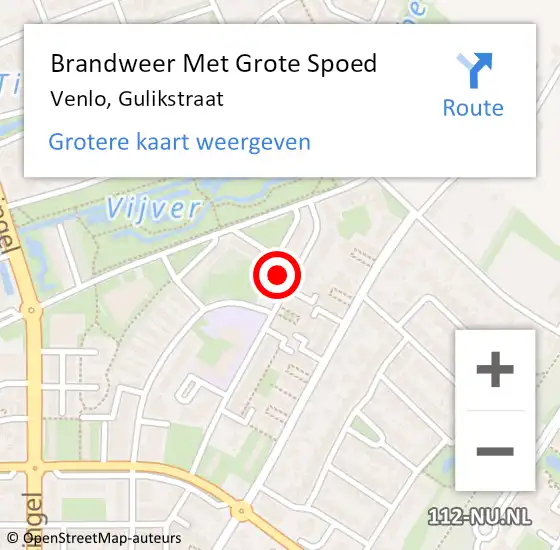 Locatie op kaart van de 112 melding: Brandweer Met Grote Spoed Naar Venlo, Gulikstraat op 19 oktober 2023 13:55