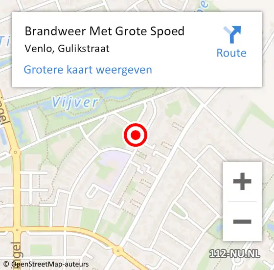 Locatie op kaart van de 112 melding: Brandweer Met Grote Spoed Naar Venlo, Gulikstraat op 19 oktober 2023 13:56