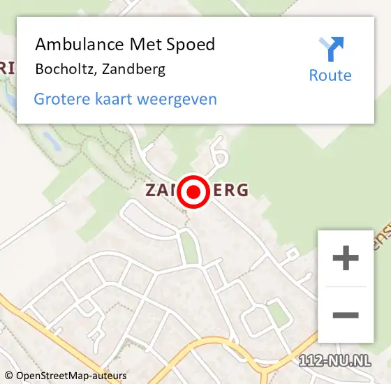 Locatie op kaart van de 112 melding: Ambulance Met Spoed Naar Bocholtz, Zandberg op 12 september 2014 08:16