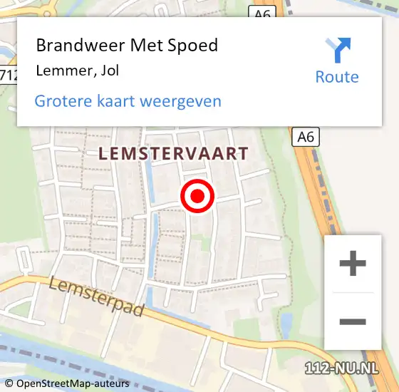 Locatie op kaart van de 112 melding: Brandweer Met Spoed Naar Lemmer, Jol op 19 oktober 2023 15:05