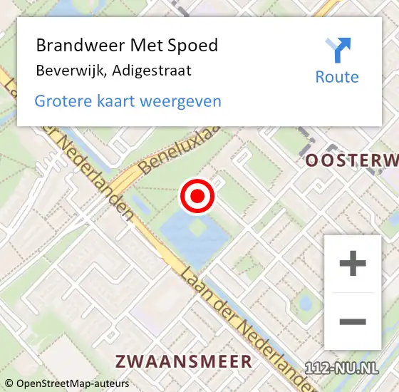 Locatie op kaart van de 112 melding: Brandweer Met Spoed Naar Beverwijk, Adigestraat op 19 oktober 2023 15:27