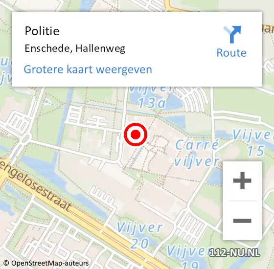 Locatie op kaart van de 112 melding: Politie Enschede, Hallenweg op 19 oktober 2023 15:38