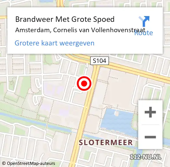 Locatie op kaart van de 112 melding: Brandweer Met Grote Spoed Naar Amsterdam, Cornelis van Vollenhovenstraat op 19 oktober 2023 15:44